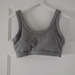 ALO Yoga Gray Ribbed Wellness Bra